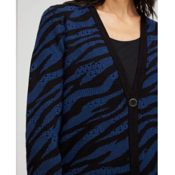 Chico's Cardigan Size 1 (8) Double Knit Zebra Print - Picture 3 of 15
